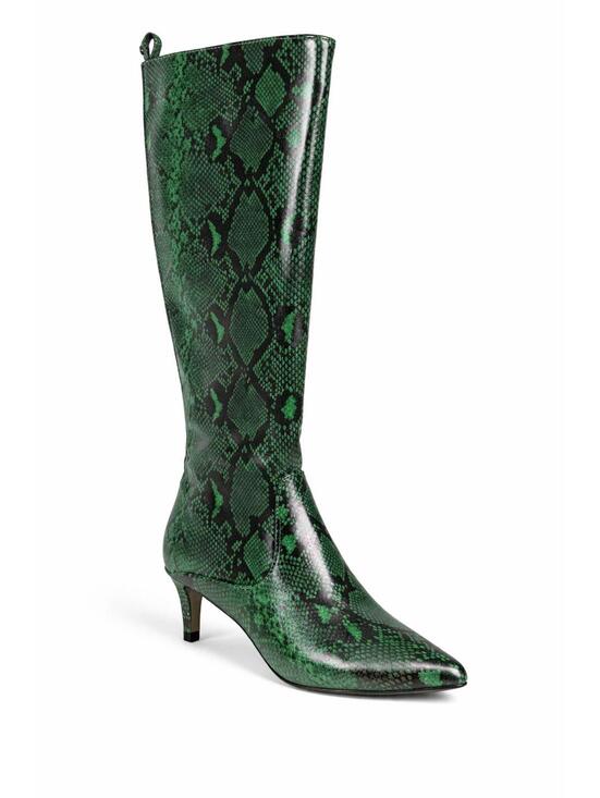 French Connection Shoes - French Connection Green Snakeskin Heeled Boots Pointed Toe Size 6 NWB